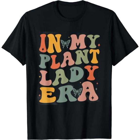 Retro Groovy In My Plant Lady Era Xmas Gardening Plant Mom T-Shirt