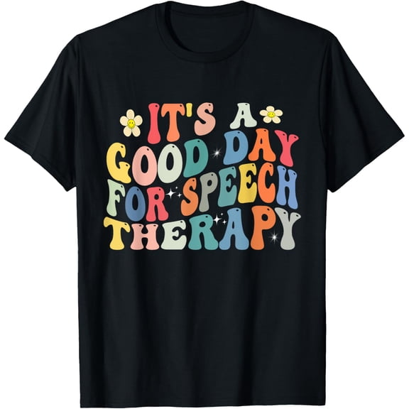 Retro Groovy It's A Good Day For Speech Therapy Smile Face T-Shirt