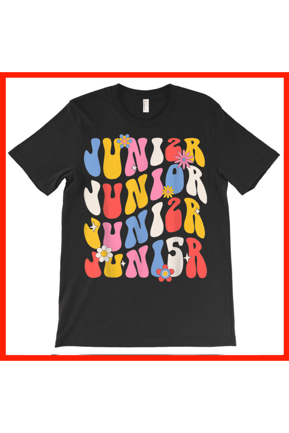 Retro Groovy Junior Year T-Shirt 70s Style Flowers Stars Tee High School Senior Graduation Gift AH3759, Premium for Unisex - Extended Sizes Up to 5X