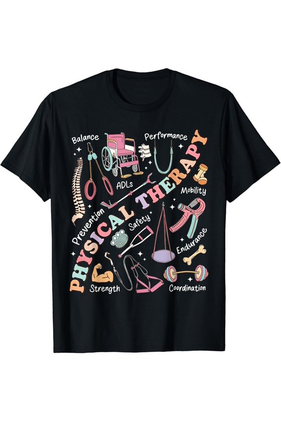 Retro Groovy Physical Therapy Pt Exercise Dpt Therapist Pta T-Shirt Size S-5XL