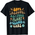thumbnail image 1 of Retro Groovy Save Bees Rescue Animals Recycle Fun Earth Day T-Shirt, 1 of 3