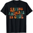 thumbnail image 1 of Retro Groovy Saving Animals Is Cool Veterinarian Vet Tech T-Shirt, 1 of 3