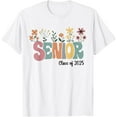 Retro Groovy Senior 25 Class Of 2025 Graduation Flower TShirt