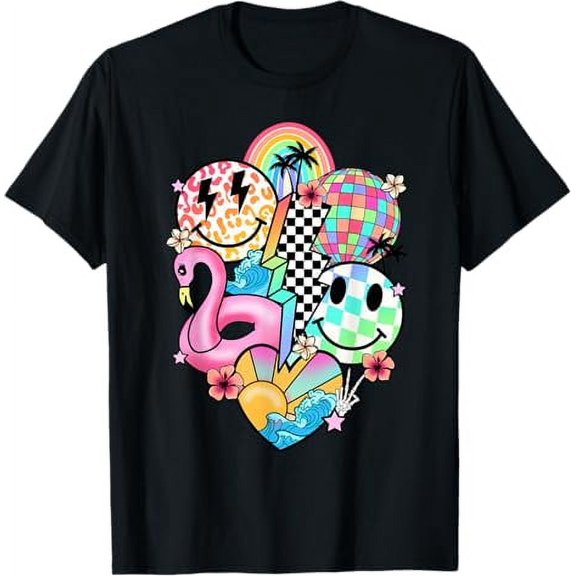 Retro Groovy Summer Vibes Smile Face Shirt, Hello Summer Vacation Shirt, Trendy Summer T-Shirt