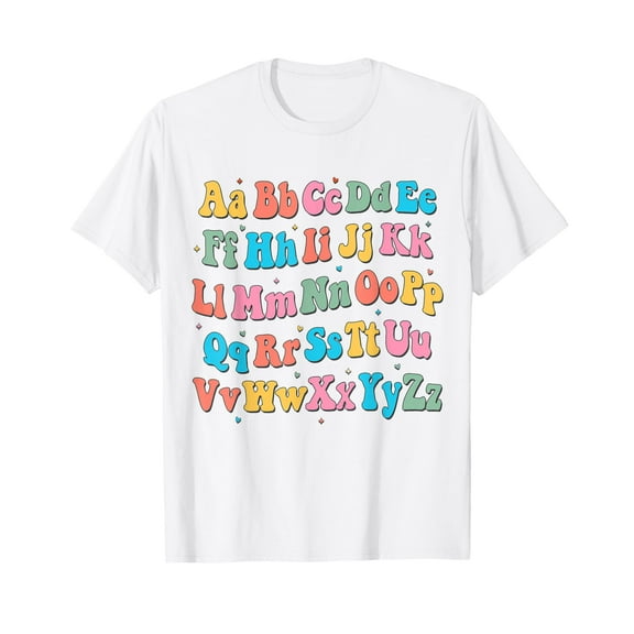 Retro Groovy Typographic Alphabet Letters Alphabet learn ABC T-Shirt
