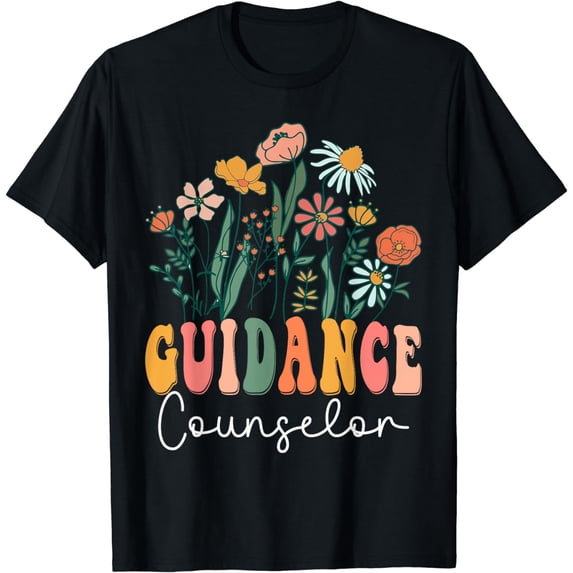 Retro Groovy floral Guidance Counselor Wildflower Tees For T-Shirt