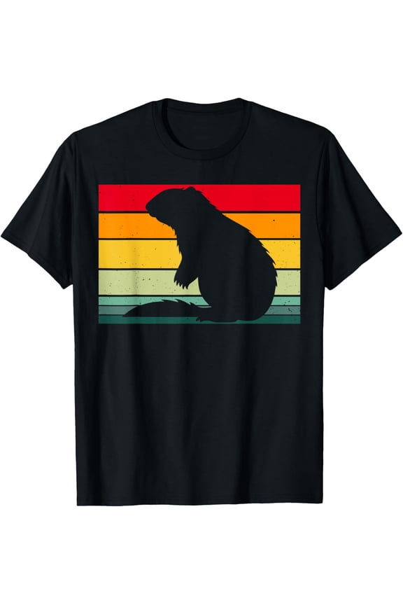 Retro Groundhog Woodchuck Vintage Funny Groundhog Day T-ShirtMen's and women's gift, black and white T-shirt, size: Extra large S-4XL