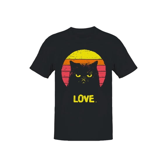 Retro Grumpy Cat Love Sunset Men's T-shirt