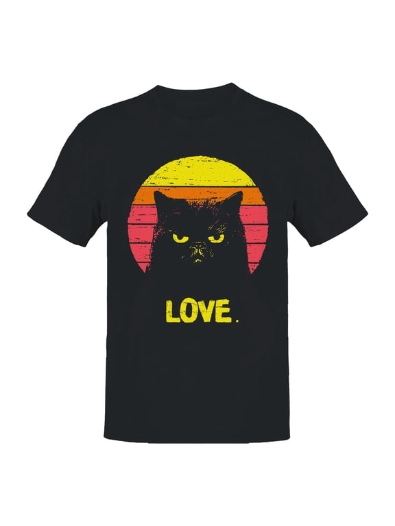 Retro Grumpy Cat Love Sunset Men's T-shirt