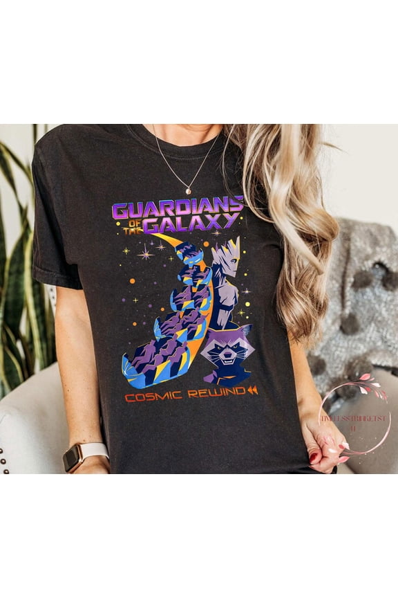 Retro Guardians Of The Galaxy Shirt | Cosmic Rewind Disney Tee With Groot & Rocket | Vintage Epcot Ride Shirt | Gift For Marvel Fans, S-5Xl Shirt