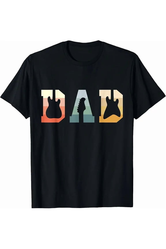 Retro Guitar DAD Musician Gift for Men Graphic Short Sleeve T-Shirt