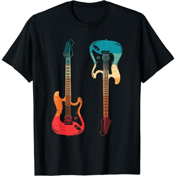 Retro Guitar Guitarist Electric Bass Guitar Rock Music Band T-Shirt