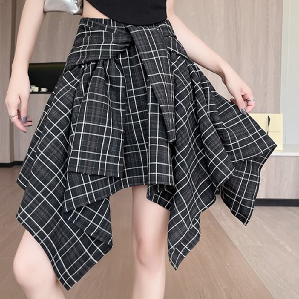 Plaid Pleated Skirt 80s Plaid Skirt Black And White Plaid Color