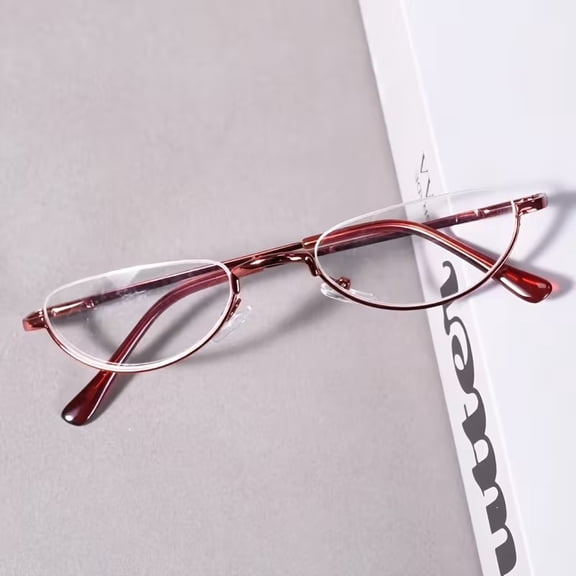 Retro Half Frame Circular Reading Glasses for Men Women Lightweight Readers with Spring Hinge Portable Vision Aid