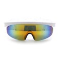 thumbnail image 1 of Retro Half Rim Visor Color Mirror Wrap Sport Oversized Plastic Sunglasses White - Rainbow Mirror, 1 of 4