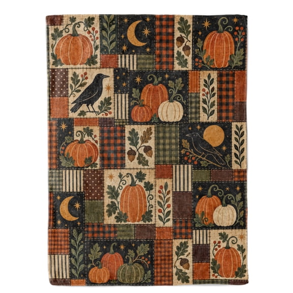 Retro Halloween Canvas Wall Art Rustic Pumpkin Autumn Garden Prints, Warm Harvest Artwork Paintings for Living Room Bedroom Dining Room Home Wall Decor