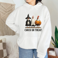thumbnail image 1 of Retro Halloween Chicken Graphic Tees Funny Hoodies Spooky Chicken Long Sleeve Tops Casual Pumpkin Pullover Sweatshirts Cotton Shirts for Daily Outfits White,L, 1 of 5
