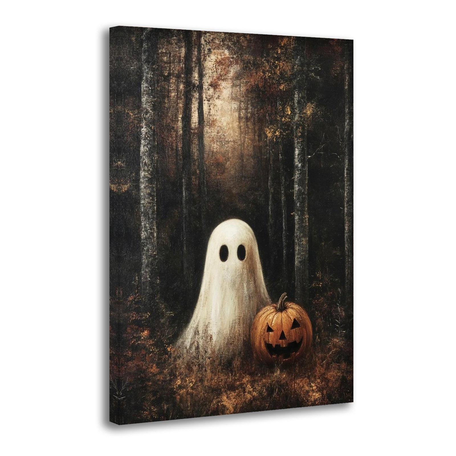 Retro Halloween Cute Ghost Pumpkin Head Canvas Art Poster and Wall Art ...