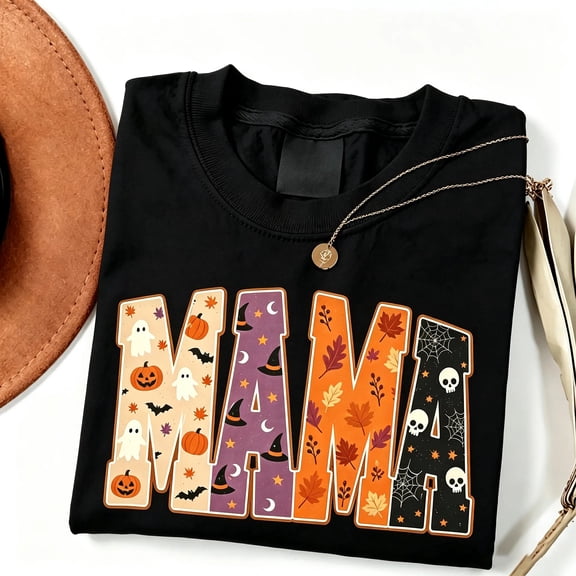 Retro Halloween Mama TShirt, preppy Halloween Tee, Mama Spooky T-Shirt, Mom Halloween Shirt, Halloween mama