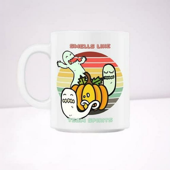 Retro Halloween Mug, Sunset Ghosts Mug, Ghost Cup, Pumpkin Mug, Happy Halloween Ghost Coffee Mug, Thanksgiving Gift Halloween Mugs Fall Gifts Hallowen Pumpkins Mugs