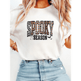 thumbnail image 1 of Retro Halloween Spooky Letter Print Tshirts Leopard Checkered Graphic Tees Short Sleeve Casual Tops Cotton Shirts for Daily Outfits White,S, 1 of 6