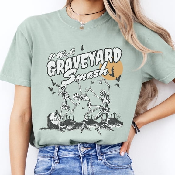 Retro Halloween Tshirt, Trendy Fall Tee, Spooky Season, Graveyard Smash Shirt, Vintage Style Tee