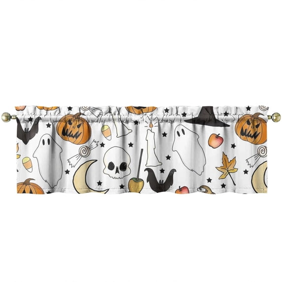 Retro Halloween Valance Curtain 54x18 Inch Vintage Spooky Artwork Rod Pocket Window Topper for Kitchen