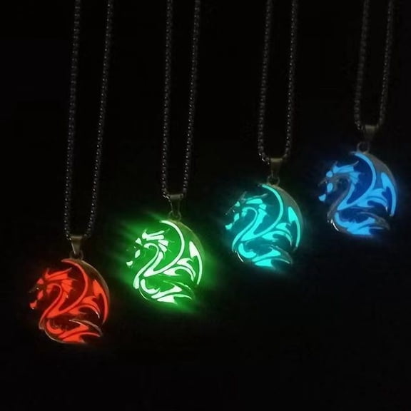 Retro Han Dynasty Dragon Pattern Totem Luminous Necklace Luminous Men's Pendant