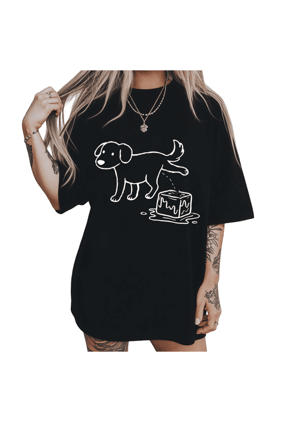 Retro Hand Drawn Dog JellO Print Black S-5XL Nostalgic Graphic Tees Shirts Tops
