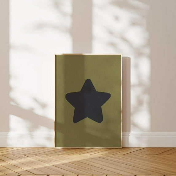 Retro Hand,Drawn Star Print Black Green Wall Art Trendy Bar Cart Decor Home Decor #2744, 24x36 UNFRAMED