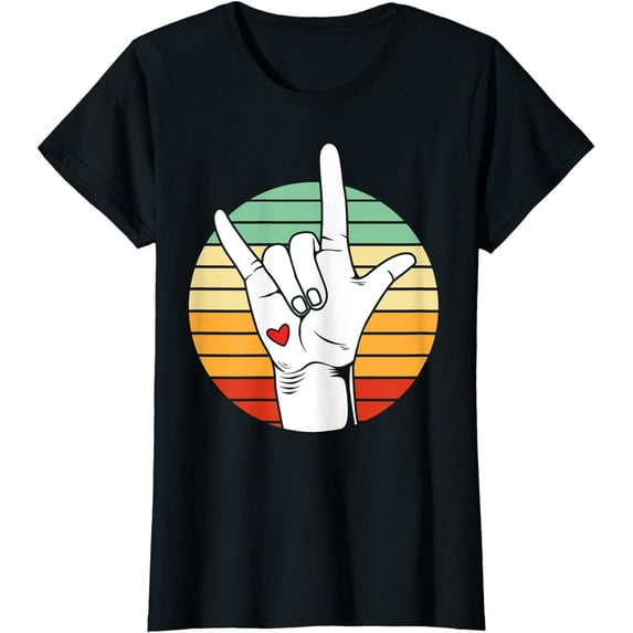 Retro Hand Sign I Love You ASL Hand T-Shirt