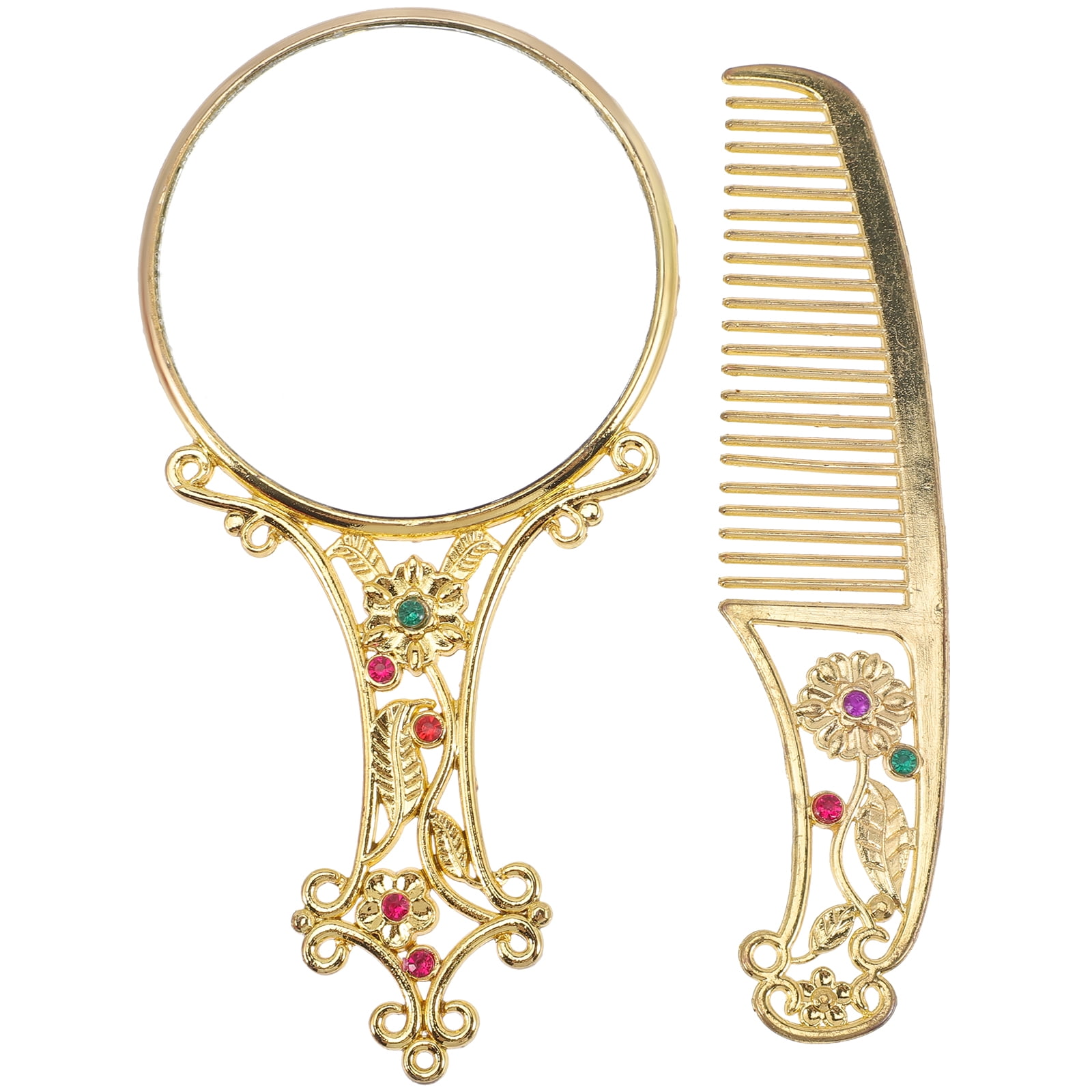 Retro Handle Mirror Combs Handheld Small for Dresser Vintage Vanity