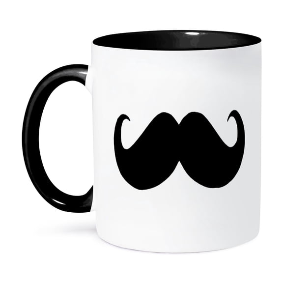 3dRose, Retro Handlebar Moustache, 11oz Two-Tone Black Mug