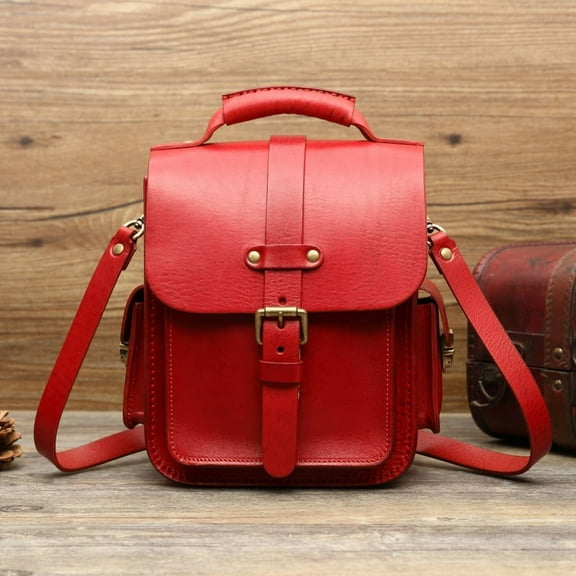 Retro Handmade Backpack Diagonal Bag,Brown