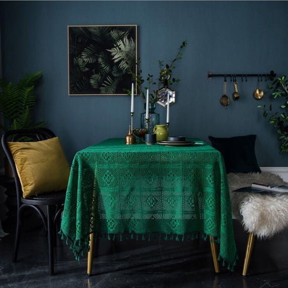 Retro Handmade Crochet Tablecloth Cotton Knit Hollow Coffee Tables Cover Cloth Background Decoration Cloths 1 piece (A,140x250cm)