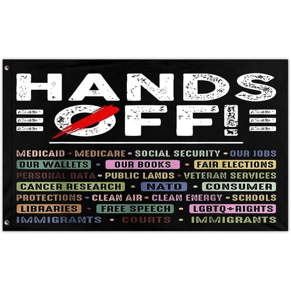 Retro Hands Off Protest Social Security And Medicare Protest Double-layer Flags For Room Fun Tapestry For Bedroom Wall Art For Beach 4x6 Ft,Birthday Gifts For Friends,120x180 cm