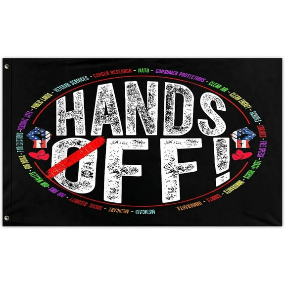 Retro Hands Off Protest Social Security And Medicare Protest Flags Outdoor Trippy Double-layer Flag For Room Guys 3x5 Ft Outdoor Banner For Beach,Retirement Gifts For Friends(90X150 cm)