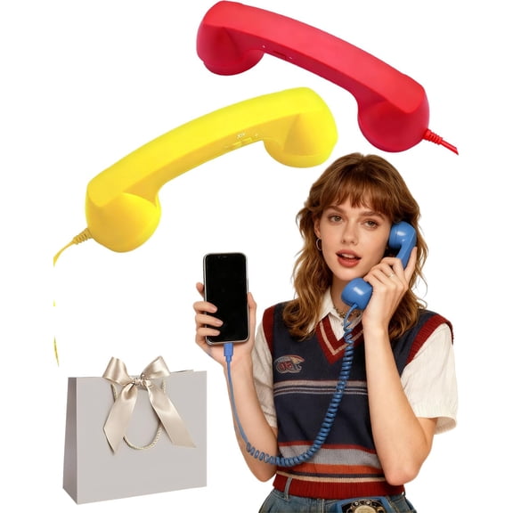 Retro Handset for iPhone, Upgrade Type-C HD Calling Landline Handle Vintage Retro Microphone Telephone, Cell Phone Microphone for Cell Mobile Video Conference Call Meeting