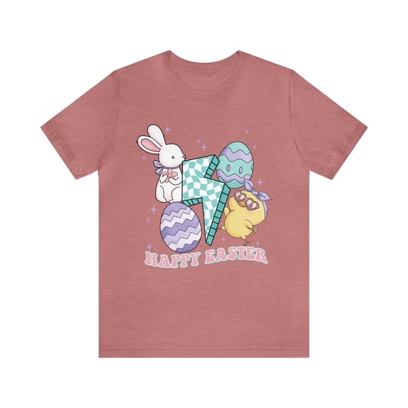 Retro Happy Easter Bunny Checkered Vintage Women's Shirt