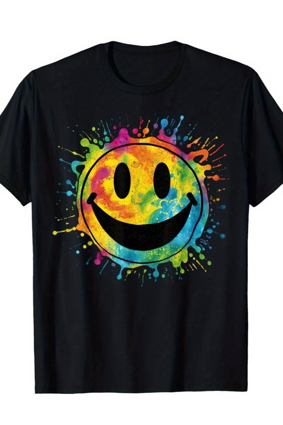 Retro Happy Face Rainbow – 70s Peace Smile T-Shirt