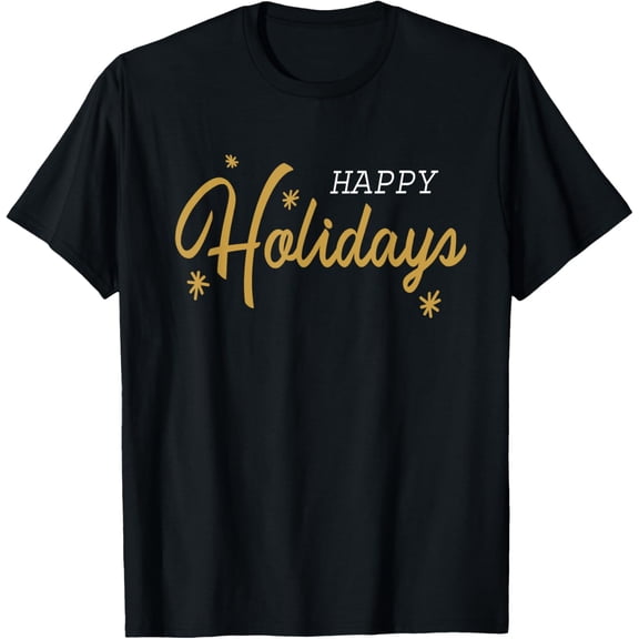 Retro Happy Holidays Design for Christmas Hanukkah Kwanzaa T-ShirtMen and women, Black T-shirt, size: Extra large