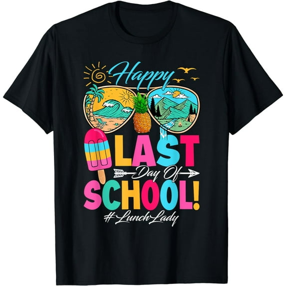 Retro Happy Last Day Of School Lunch Lady Off Duty Summer T-Shirt