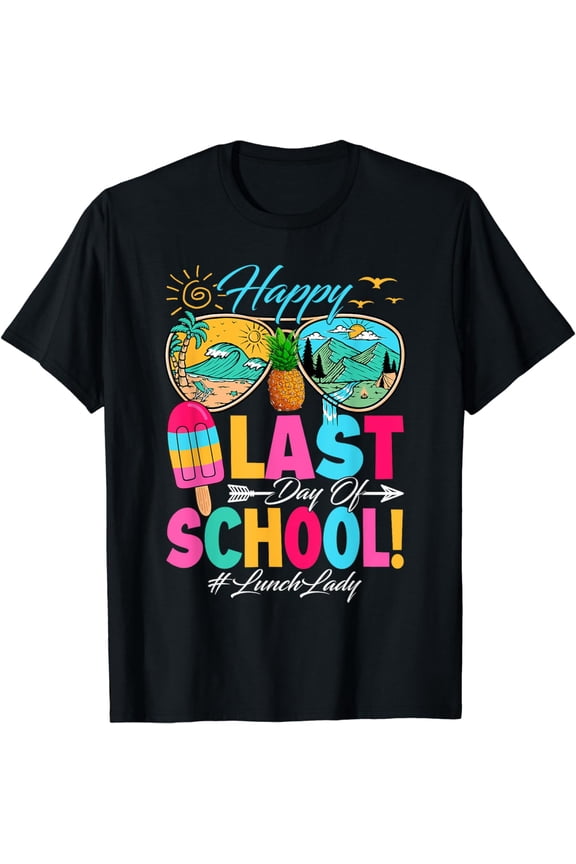 Retro Happy Last Day Of School Lunch Lady Off Duty Summer T-Shirt