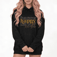 thumbnail image 1 of Retro Happy New Year Graphic Hoodie Dress Womans Print White/Black Size S-2XL Holiday Comfort Tops, 1 of 4