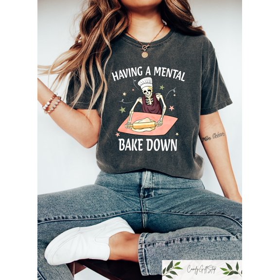 Retro Having A Bake Down Shirt, Funny Shirt For Mom, Chef Skeleton Shirt, Funny Baking Shirt, Gift For Bakers, Baking Shirt