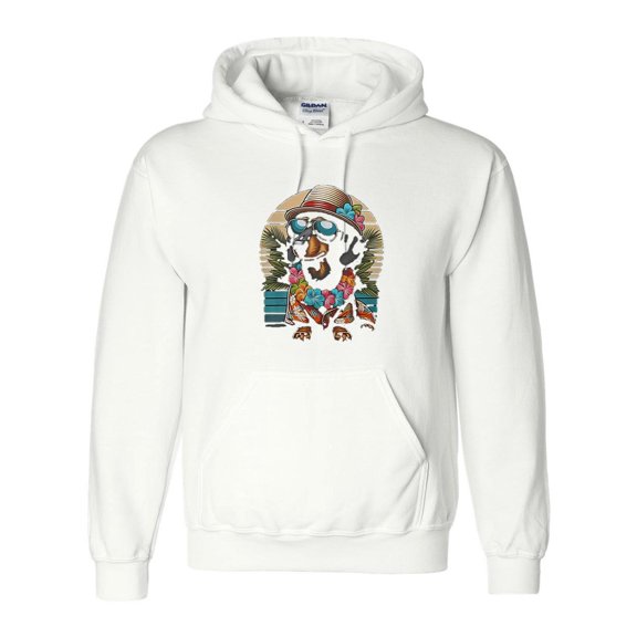 Retro Hawaiian Dachshund Dog, Tropical Floral, Summer Vibes, Pet, Cute Wiener Hoodie Unisex, up to 5XL