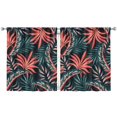 thumbnail image 1 of Retro Hawaiian Leafy Kitchen Curtains - 2 Piece Rod Pocket Design, Colorful Exotic Print, 52x63 Inch, Light Filtering, 1 of 2