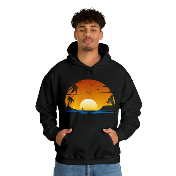 Retro Hawaiian Sunset Hoodie Unisex Heavy Blend™ Hooded Sweatshirt