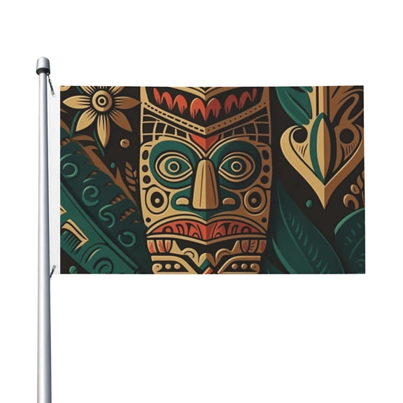 Retro Hawaiian Tiki Tribal Flag 3X5 Ft Garden Yard House Flags Banner Sign Outdoor Indoor Party Home Garden Decoration