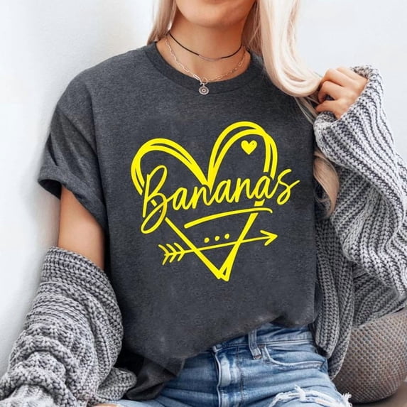 Retro Heart Bananas Graphic Aesthetic Unisex, Sizes S-5XL, Tbun